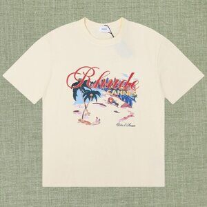 RHUDE Men's Light Yellow Short Sleeve